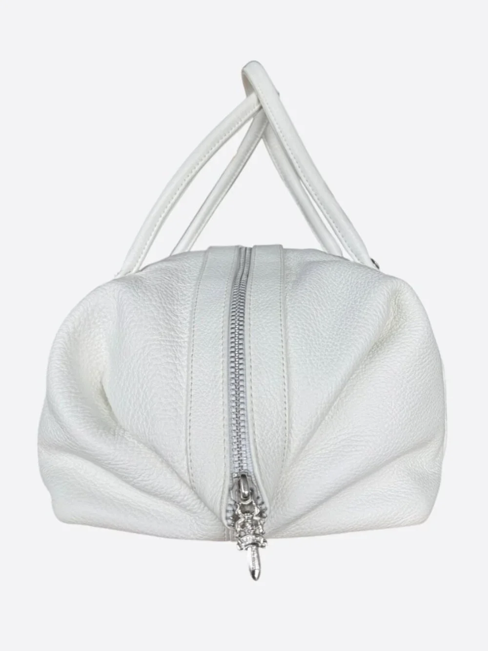 Chrome Hearts White Leather Cross Bag